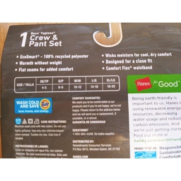 nwt Boys' Hanes Breathable EcoSmart Thermal Set GREY XL 18-20 - Picture 5 of 6